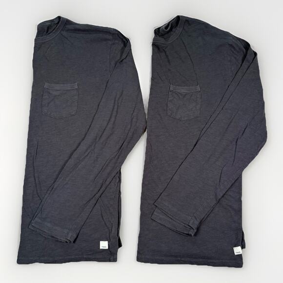 Lot 2 VUORI Shirt Gray Rise Long Sleeve Tee Pocket Cotton Men's Size XL - Picture 1 of 7